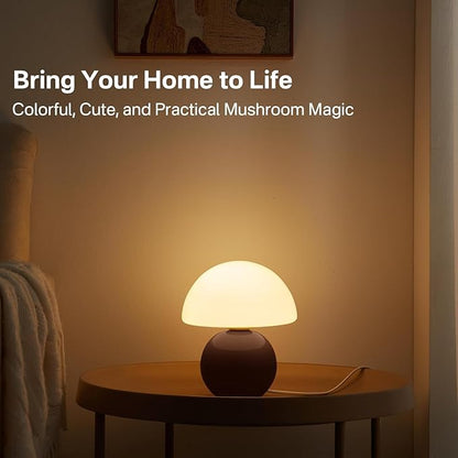 Dawnwake Mushroom Lamp Table Lamp for Bedroom,Desk Bedside Small Lamps for Living Room Night Stands,Mushroom Decor Cute Mini Modern Mid Century Lamps,Unique Aesthetic Home Living Room Decor(Coffee)
