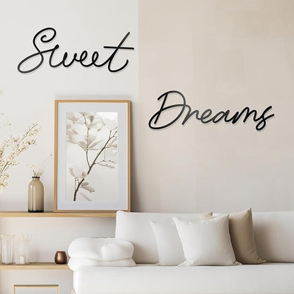Zzbakress Sweet Dreams Wall Decor For Bedroom, Black Metal Above Bed Wall Decor Large Modern Living Room Farmhouse Sign Wall Decorations For Office Home Bedroom Art(Black, Farmhouse-Large)