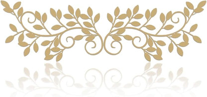 ESTART 2 Pieces Metal Tree Leaf Wall Decor Vine Olive Branch Leaf Wall Art Wrought Iron Scroll Sculptures for Above the Bed, Living Room, Bedroom, Hallway, Indoor and Outdoor Decoration (Gold)