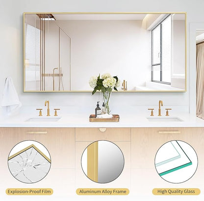 Koonmi 71"x30" Floor Mirror Full Length, Bedroom Floor Body Mirror with Stand, Large Gold Mirror, Leaning, Standing or Hanging Horizontally/Vertically