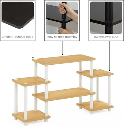 Furinno Turn-N-Tube No Tools Entertainment TV Stands, Beech/White, Square Corner
