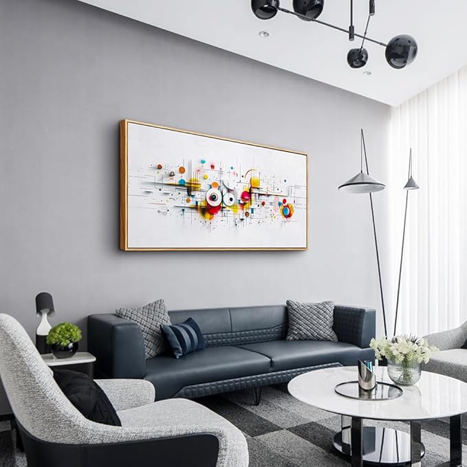 ERQINHUA Abstract Wall Art Living Room Boho Wall Decor For Bedroom Office Home Decorations Geometric Wall Paintings Minimalism Canvas Artwork Pictures Modern Ready to Hang Wood Framed 20x40 Inches