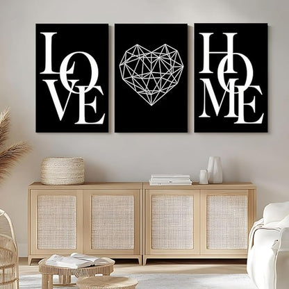 GUBIYU Love Home Wall Decor - Black and White Farmhouse Modern Home Decor - Family Love Sign, 24"x36"