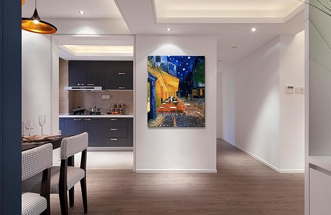 Cafe Terrace At Night by Vincent Van Gogh Canvas Wall Art, Classic Artwork Poster Print for Bedroom Bathroom Decor - 24"x36"