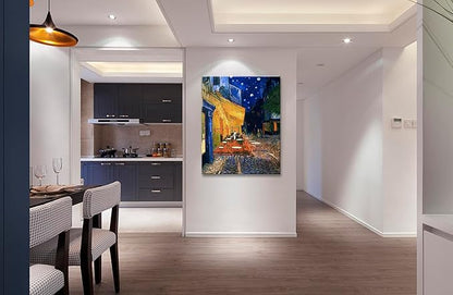 Cafe Terrace At Night by Vincent Van Gogh Canvas Wall Art, Classic Artwork Poster Print for Bedroom Bathroom Decor - 24"x36"