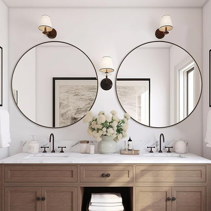 ANDY STAR Bronze Round Mirror 36 inch, Oil Rubbed Bronze Round Mirror in Metal Frame, Anti-Rust Large Bronze Vanity Mirror, HD Reflection, Wall-Mounted