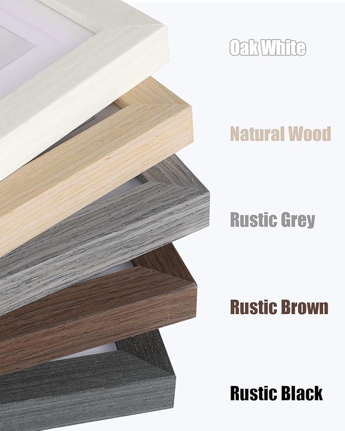 Egofine 8x8 Picture Frames Made of Solid Wood with Plexiglass, Display Pictures 4x4/6x6 with Mat or 8x8 Without Mat Set of 4 for Tabletop and Wall Mounting, Brown