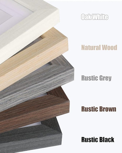 Egofine 8x8 Picture Frames Made of Solid Wood with Plexiglass, Display Pictures 4x4/6x6 with Mat or 8x8 Without Mat Set of 4 for Tabletop and Wall Mounting, Brown