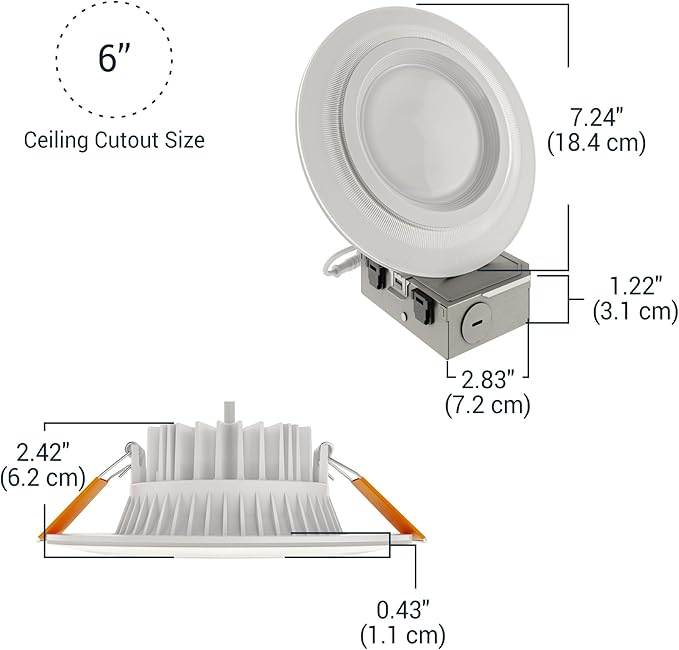 HALO 6 in Dual Zone Smart Wi-Fi Canless LED Ceiling Light Fixture 4-Pack Connected by WiZ Pro, Dimmable, Full Color, SpaceSense Motion Detection - RLWZDZC6-4PK