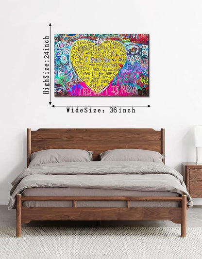 Banksy Graffiti Canvas Wall Print Art Modern Home Artwork Office Wall Decor Canvas Prints and Painting for Living Room Bathroom Giclee Art Framed and Streched Ready to Hang - 24x36inch