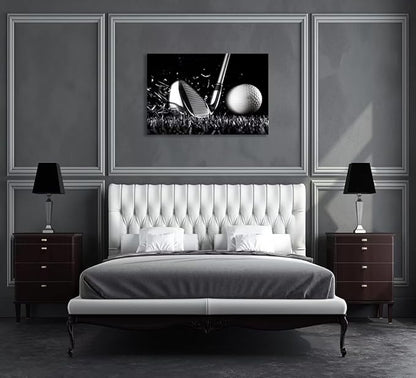 Golf Poster Wall Art Picture Golf Ball Sport Canvas Prints Wall Decor for Gym Living Room Decorations Framed Artwork Ready to Hang(12''H x 16''W)