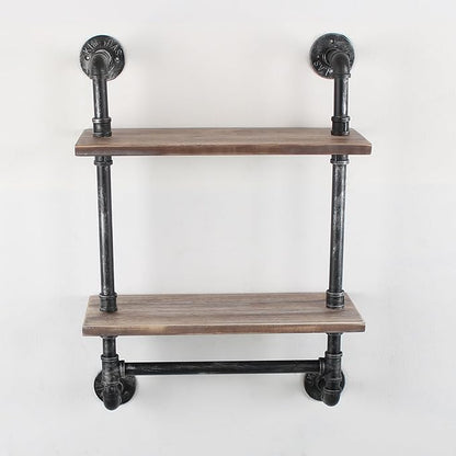 MBQQ Shelving Bathroom Pipe Shelves with Towel Bar Over Toilet, 24 inch Pine Wood Floating Shelves for Wall Mounted Bedroom,Kitchen, Farmhouse, Living Room