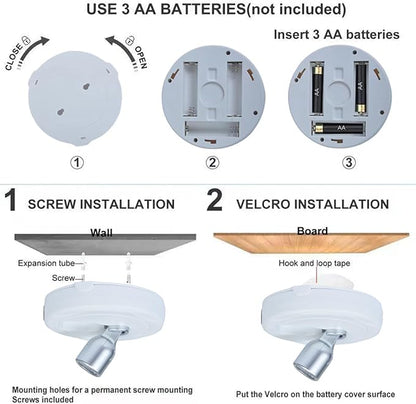 HAMVIDNE LED Spotlight, Battery Operated Picture Lights, Uplighting Indoor, Puck Lights with 2 Remote, Dimmable Spot Up Light for Wall Display Dartboard Painting Artwork Accent