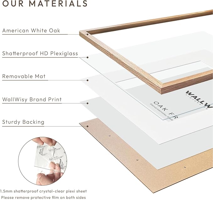 9x12 Wood Frame, Solid Oak 9x12 Picture Frame with Mat to 6x8, Natural Oak 12x9 Frames, Set of 3