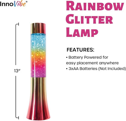 13" Rainbow Motion Glitter Lamp, 7 Vibrant Colors, Soothing Ambiance, Gift for Kids, Home Office Lamp, Home Office Decor, Perfect for Setting The Mood in Any Room