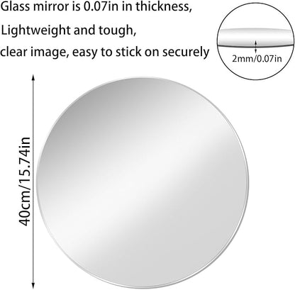 16'' Round Wall Mirror Circle Self Adhesive HD Large Glass Circle Mirror Tile for Wall, Bathroom, Bedroom, Living Room, Door etc