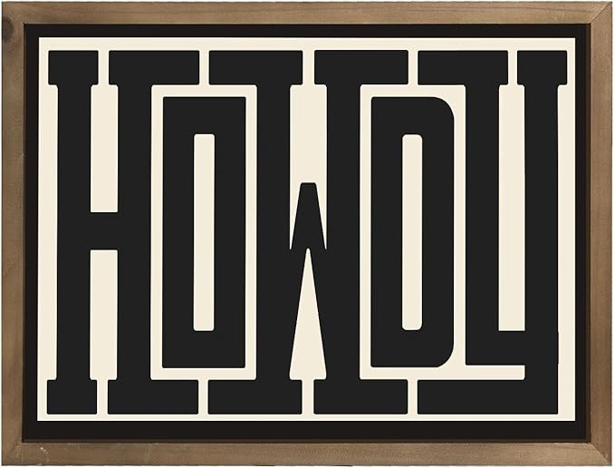 Howdy Wall Art, 15.7x11.8 Inchs Wooden Howdy Sign Western Cowboy Wall Decor, Southwestern Living Room Bedroom Bathroom Home Decorations