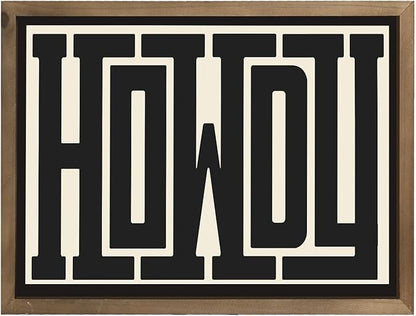 Howdy Wall Art, 15.7x11.8 Inchs Wooden Howdy Sign Western Cowboy Wall Decor, Southwestern Living Room Bedroom Bathroom Home Decorations