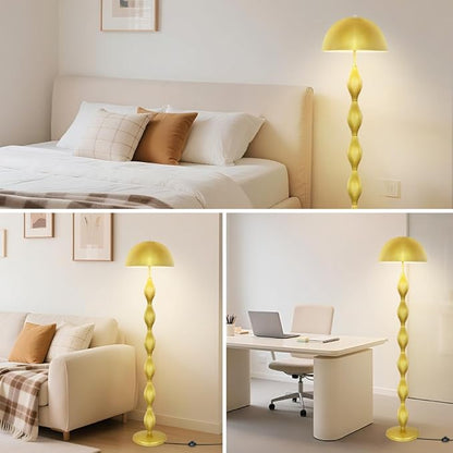 Vintage Creative Mushroom Lamps for Living Room,63" Unique Led Floor Lamp Gold,3 Colors Modern Tall Standing Light,Minimalist Reading Light for Dining Room,Office,Bedroom