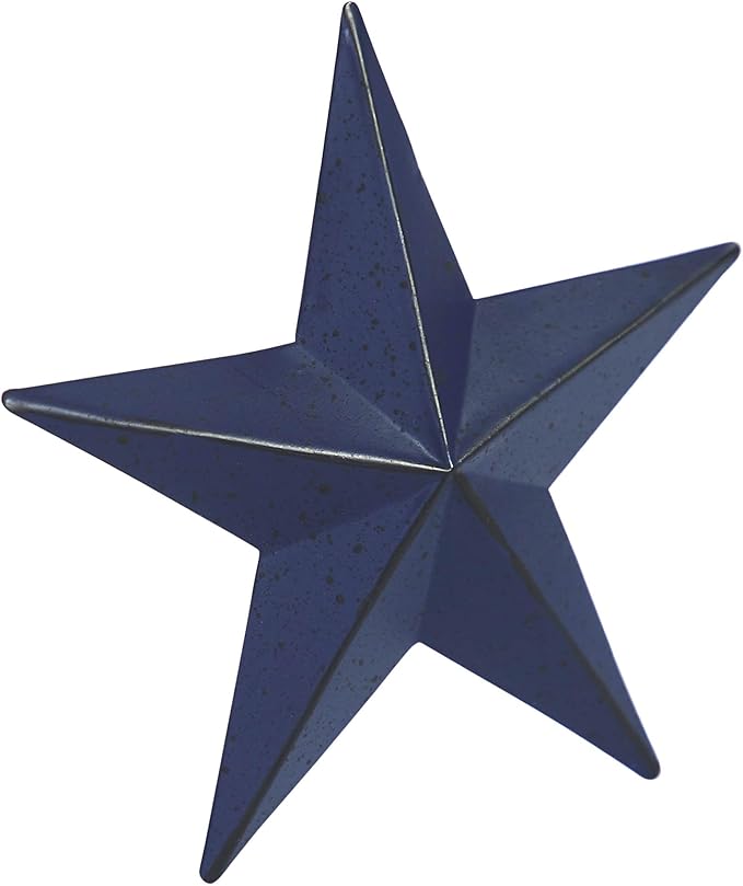 VHC Brands Patriotic Faceted Metal Star Navy Wall Hanging 4x4, Independence Day Decor, American Star Design, Distressed Appearance Metal Wall Hanging