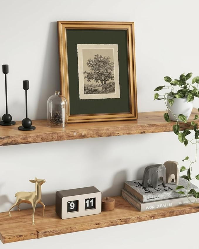 VIYYIEA Vintage Gold Framed Wall Art, Oak Tree Forest Landscape Painting Canvas Prints, Green Gray Tree Natural Sketch Picture, Moody Rustic Farmhouse Artwork for Living Room Bedroom Bathroom, 12x16inch