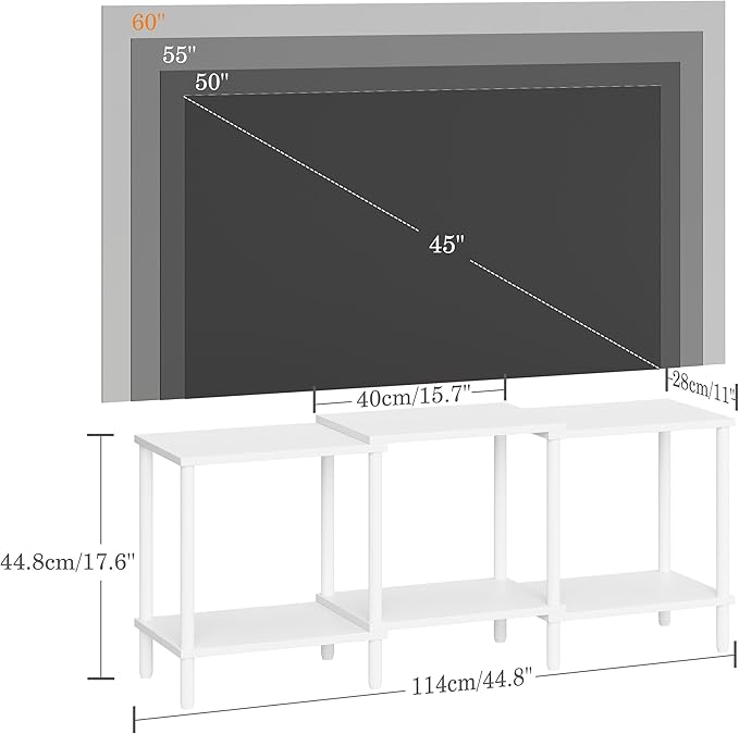 TV Stand, Entertainment Center, Industrial TV Media Console Table with Open Storage Shelves, 2 Tier TV Cabinet for Living Room, Bedroom LTS107W