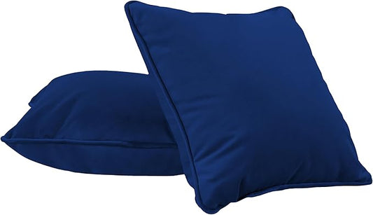 FDP 15" x 15" Velvet Square Pillow Set with Piping; Decorative Throw Pillow for Home Décor in Living Room, Bedroom or Lounge (2-Pack) - Eclipse, 15157-348