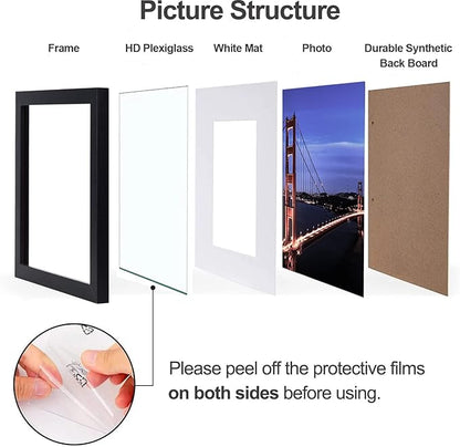 Yaetm 16x16 Picture Frame Black Set of 3, Square 16x16 Frame Displays 12x12 with Mat or 16 x 16 without Mat, Gallery Wall Frames for Wall Mounting (3 Pack, Black)
