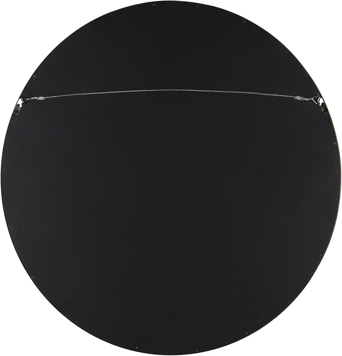 Kate and Laurel Hutton Round Decorative Wood Frame Wall Mirror, 30 Inch Diameter, Walnut