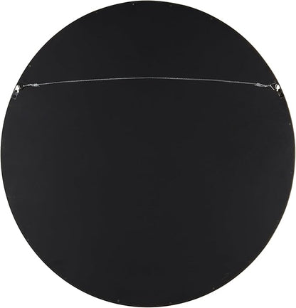 Kate and Laurel Hutton Round Decorative Wood Frame Wall Mirror, 30 Inch Diameter, Walnut