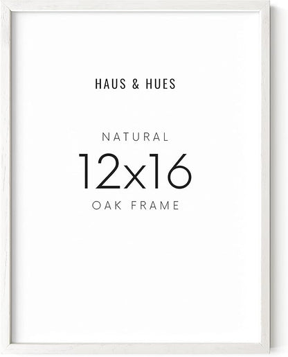 HAUS AND HUES White Oak Wood 12x16 Picture Frame - Clean Modern Frame for Art Prints and Photos (White Oak Frame)