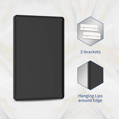 WEER Black Bathroom Mirror 24X32 Inch, Rectangular Black Metal Frame Mirror, Matte Black Bathroom Vanity Mirror with Tempered Glass, Rounded Corner, Anti-Rust (Horizontal/Vertical)