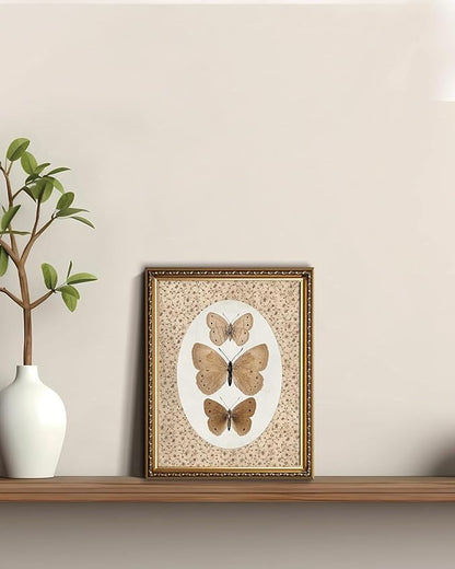 WZGZXU Vintage Gold Framed Wall Art Butterfly Pictures Wall Decor Moth Taxidermy Canvas Art Bathroom Shelf Paintings Print Antique Farmhouse Artwork For Living Room Bedroom