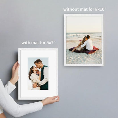 ATOBART 8x10 White Wood Photo Frame,6 Pack Picture Frames Plexi Glass front Wall Hanging Gallery for Wall and Tabletop Display,set of 6