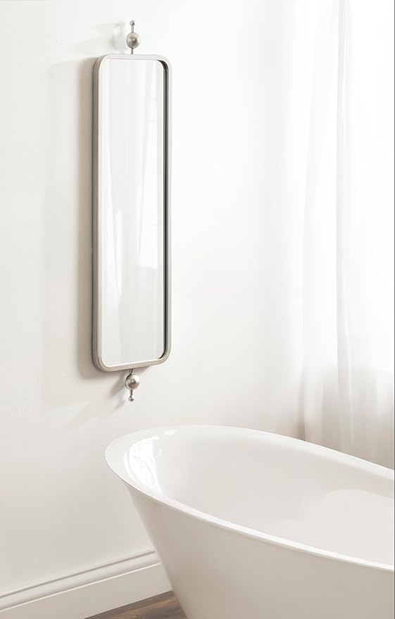 Kate and Laurel Kasota Traditional Slim Panel Wall Mirror, 9 x 36, Silver, Vintage Tall Mirror for Use as Versatile Entryway or Bedroom Wall Decor