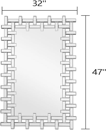 Large Decorative Mirror, 47'' x 32'' Modern Living Room Mirror with Beveled Glass Frame, Rectangle Accent Mirrors for Wall Decor Dining Room, Entryway, Fireplace, Bathroom