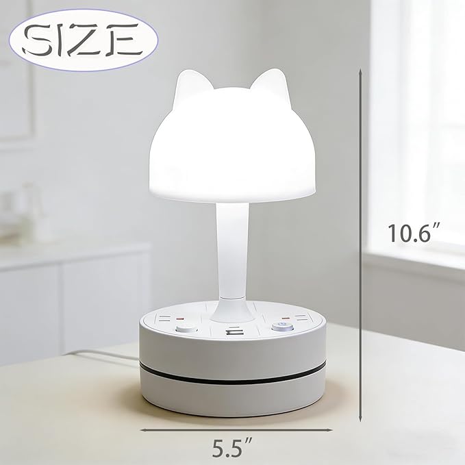 Cute Rabbit Table Lamp for Home Office and Nightstand, 3 Way Dimmable Desk Light with USB Charging Port