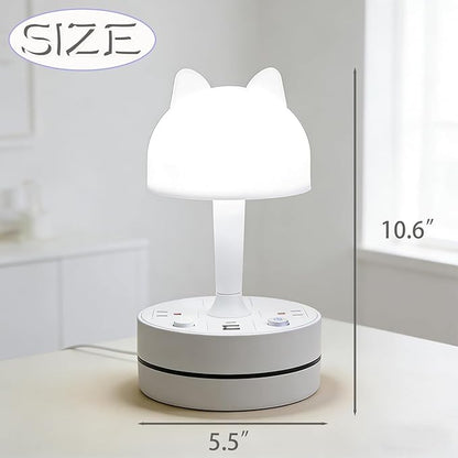 Cute Rabbit Table Lamp for Home Office and Nightstand, 3 Way Dimmable Desk Light with USB Charging Port