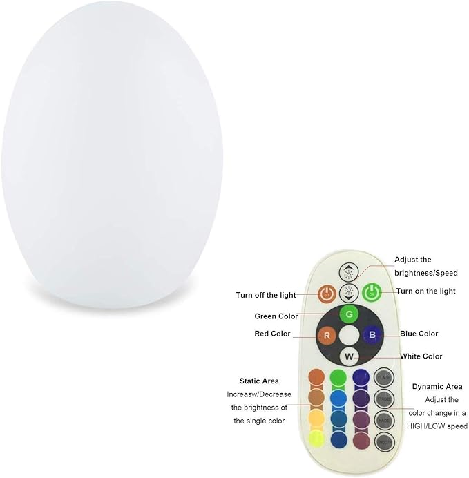 Egg Shape Color LED Mood Lamp, Rechargeable Dimmable Night Light with Remote Control 16 Dimmable Colors 4 Effects for Kids and Adults,Ambient Decorative Party Lighting (12x15cm)