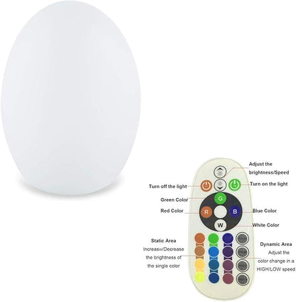 Egg Shape Color LED Mood Lamp, Rechargeable Dimmable Night Light with Remote Control 16 Dimmable Colors 4 Effects for Kids and Adults,Ambient Decorative Party Lighting (10 * 15cm)
