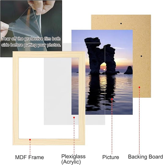 xnlkros Picture Frame Set 10 pack, Farmhouse Photo Frames, Gallery Wall Frame Collage, 8x10 5x7 4x6 Frames in 3 Different Finishes Picture Frames For Wall or Desk,Natural