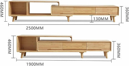 Extendable TV Stand Minimalist Rectangle Entertainment Center TV Console Table with Drawers and Open Shelves for Living Room, Bedroom~/