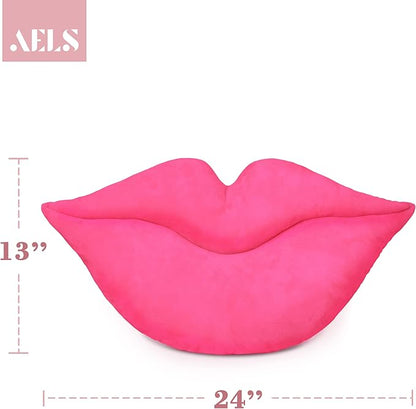 AELS 3D Large Lips Throw Pillows Smooth Soft Velvet Decorative Throw Pillows Love Pillows Cute Pillow 24 X 12 inches for Couch Sofa Bed Living Room Bedroom, Hot Pink