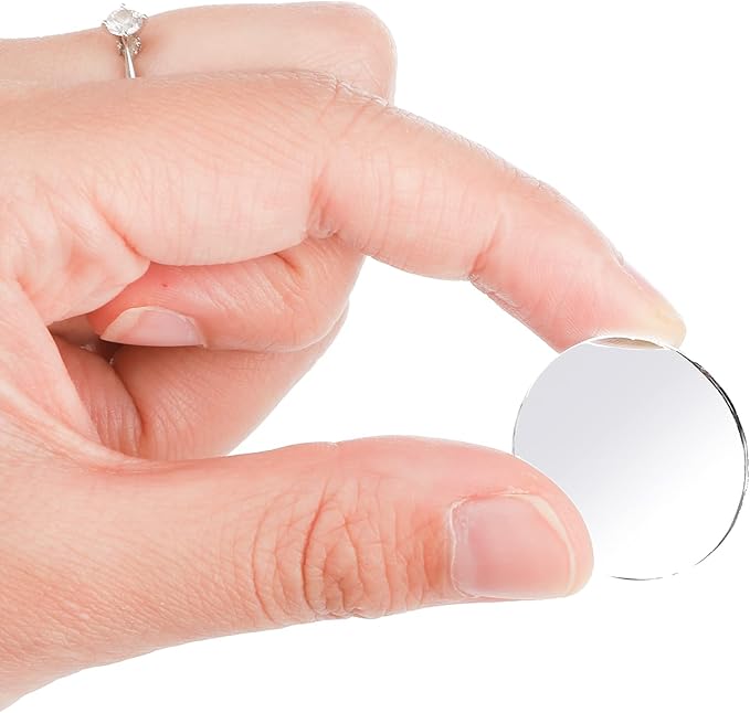 Youeon 200pcs Small Round Glass Mirrors, 1 Inch Round Mirror for Cafts, Mini Circle Mosaic Mirror Tiles for DIY Projects, Traveling, Framing, Decoration