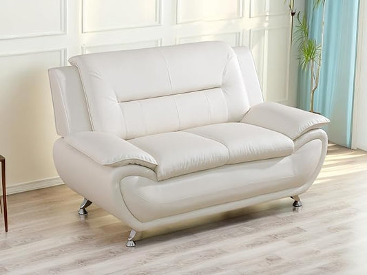 Living Room Furniture Sets, Leather Couches for Living Room, Living Room Couch Set, Creamy White Loveseat for Bedroom, Apartment (b-Creamy White, Loveseat)