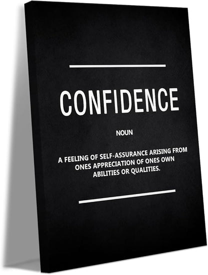 Confidence Canvas Wall Art, Framed Motivational Entrepreneur Quote for Home Office Living Room Decor, Ready to Hang, 12x16 Inches