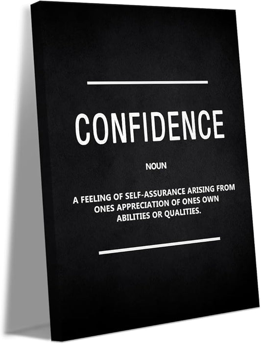 Confidence Canvas Wall Art, Framed Motivational Entrepreneur Quote for Home Office Living Room Decor, Ready to Hang, 12x16 Inches
