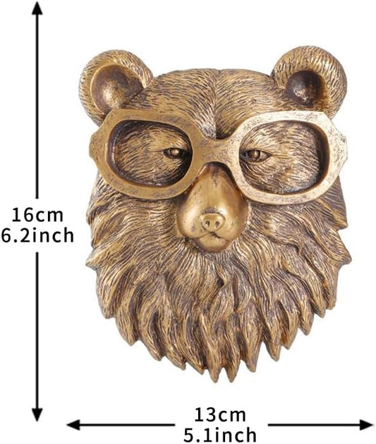Joogour Head Wall Mount Decor,Resin Animal Sculptures，Art Deco Wall Hanging Decoration for Living Room Bedroom Officeroom Gift (Bear)