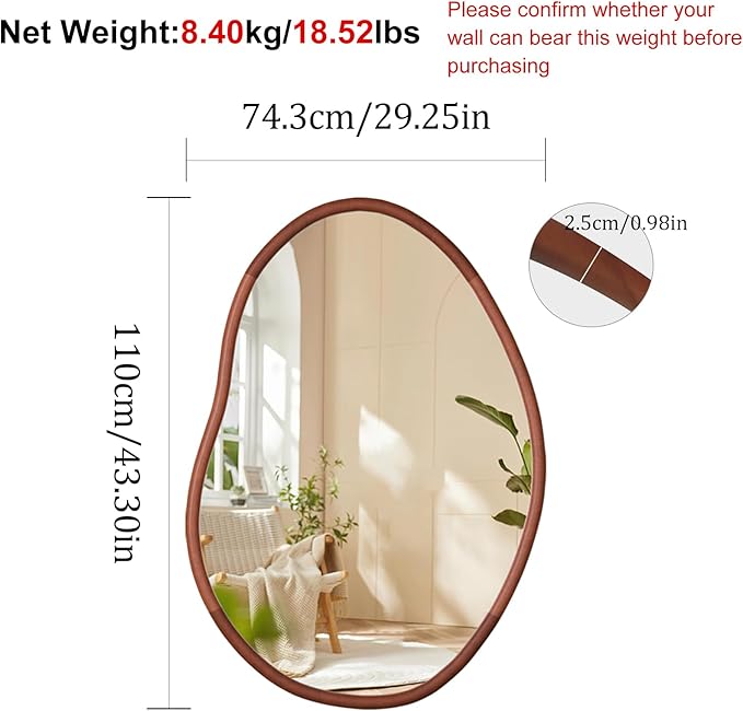 Irregular Wall Mirror Decorative Asymmetrical Mirror Abstract 43x30 inch