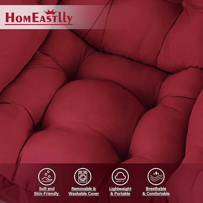 Lazy Chair, Large Accent Chair, Modern Comfy Armchair, Burgundy Chair for Living Room Bedroom Dorm Room Office Apartment Reading Relaxing Use